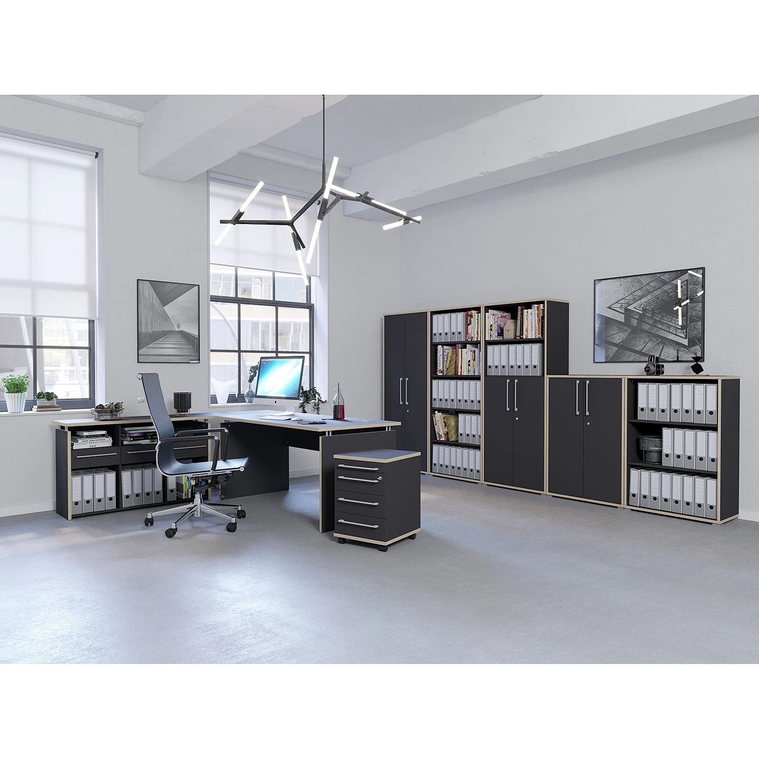 Germania Elément d'armoire Eugene - Largeur : 40 cm Anthracite / Imitation orme – Image 2