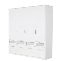 Rauch Blue Armoire à portes battantes Bochum - blanc alpin/Verre dépoli - Largeur de l’armoire 181 cm, 4 portes