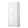 Armoire à portes battantes KiYDOO V - Blanc brillant / Blanc alpin - Hauteur : 210 cm - Largeur : 91 cm