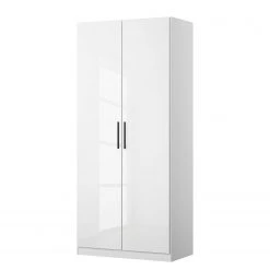 Armoire à portes battantes KiYDOO V - Blanc brillant / Blanc alpin - Hauteur : 210 cm - Largeur : 91 cm