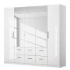 Armoire à portes battantes KiYDOO III - Blanc brillant / Blanc alpin - Hauteur : 197 cm - Largeur : 226 cm