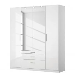 Armoire à portes battantes KiYDOO IV - Blanc brillant / Blanc alpin - Hauteur : 197 cm - Largeur : 181 cm