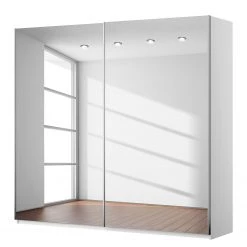 Armoire à portes coulissantes KiYDOO III - Blanc alpin - Hauteur : 210 cm - Largeur : 226 cm - Chrome
