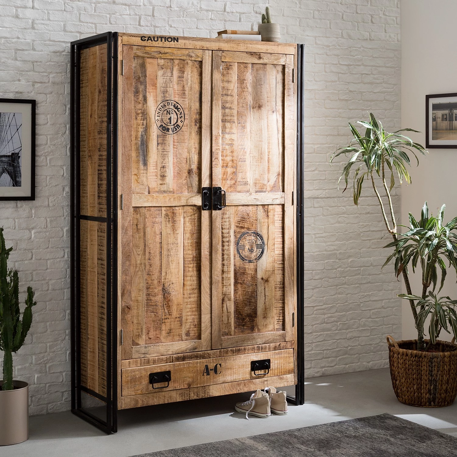 Wolf-Möbel Armoire à portes battantes Iron I - Manguier massif – Image 2