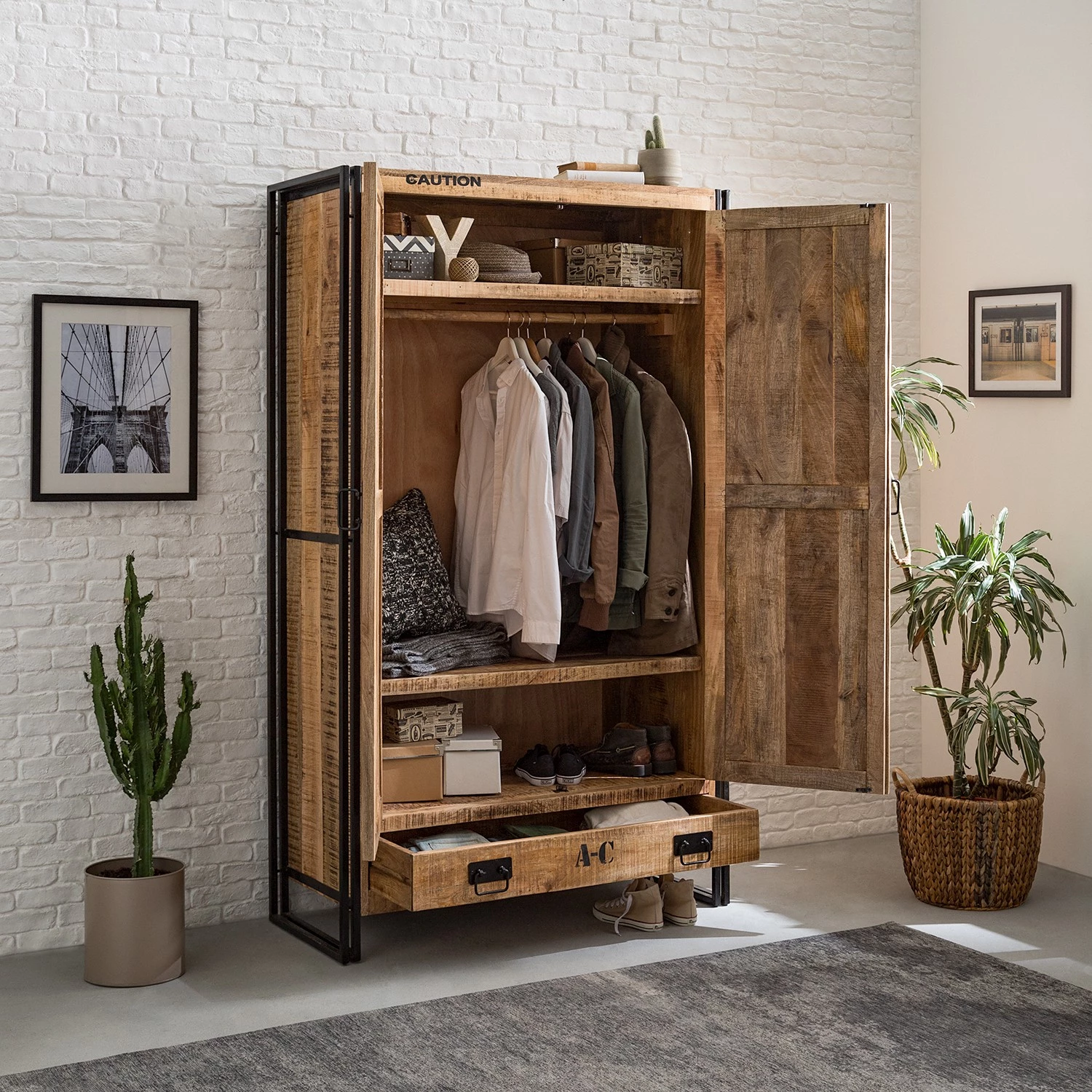 Wolf-Möbel Armoire à portes battantes Iron I - Manguier massif – Image 3