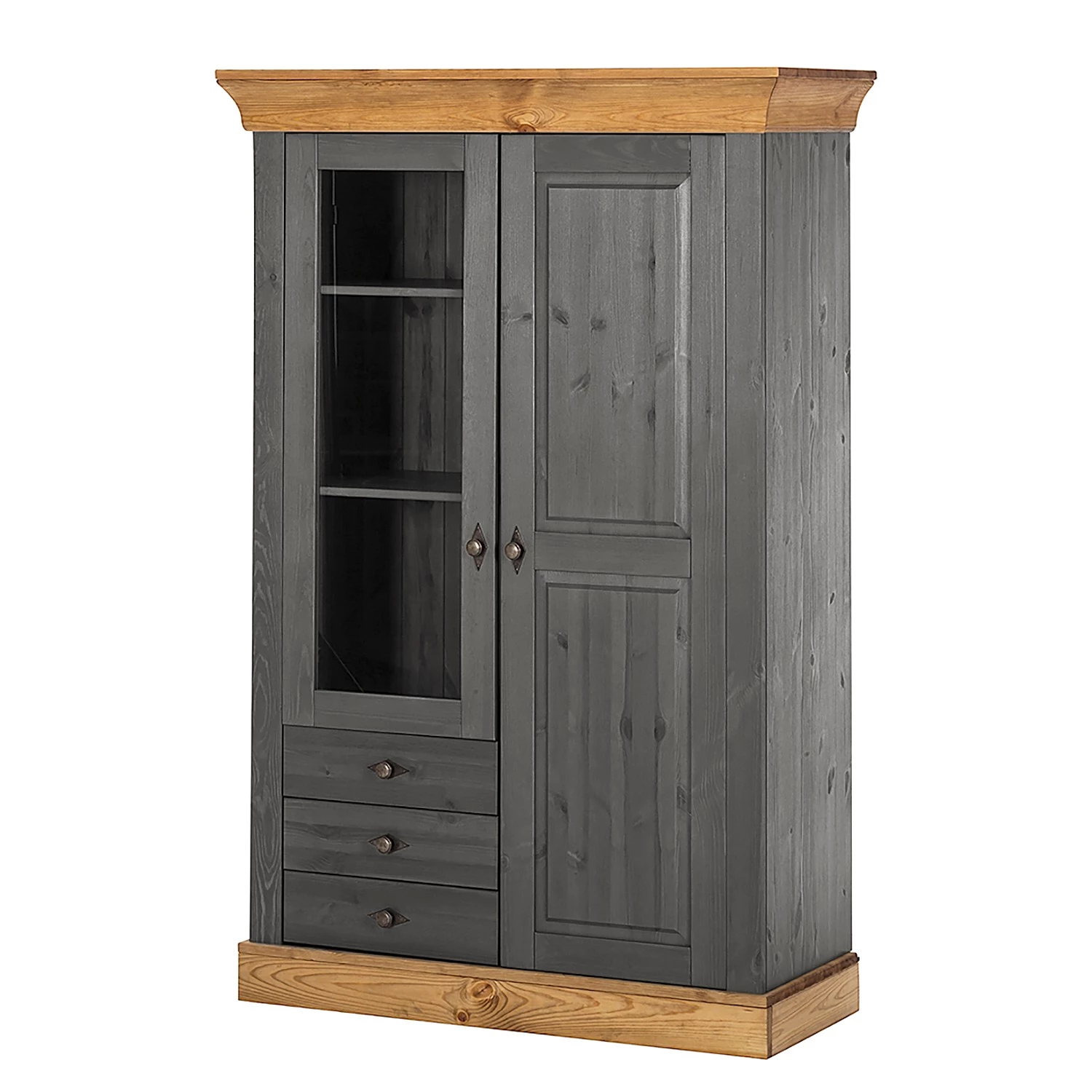 Maison Belfort Armoire vitrine Bergen - Epicéa gris / Epicéa lessivé