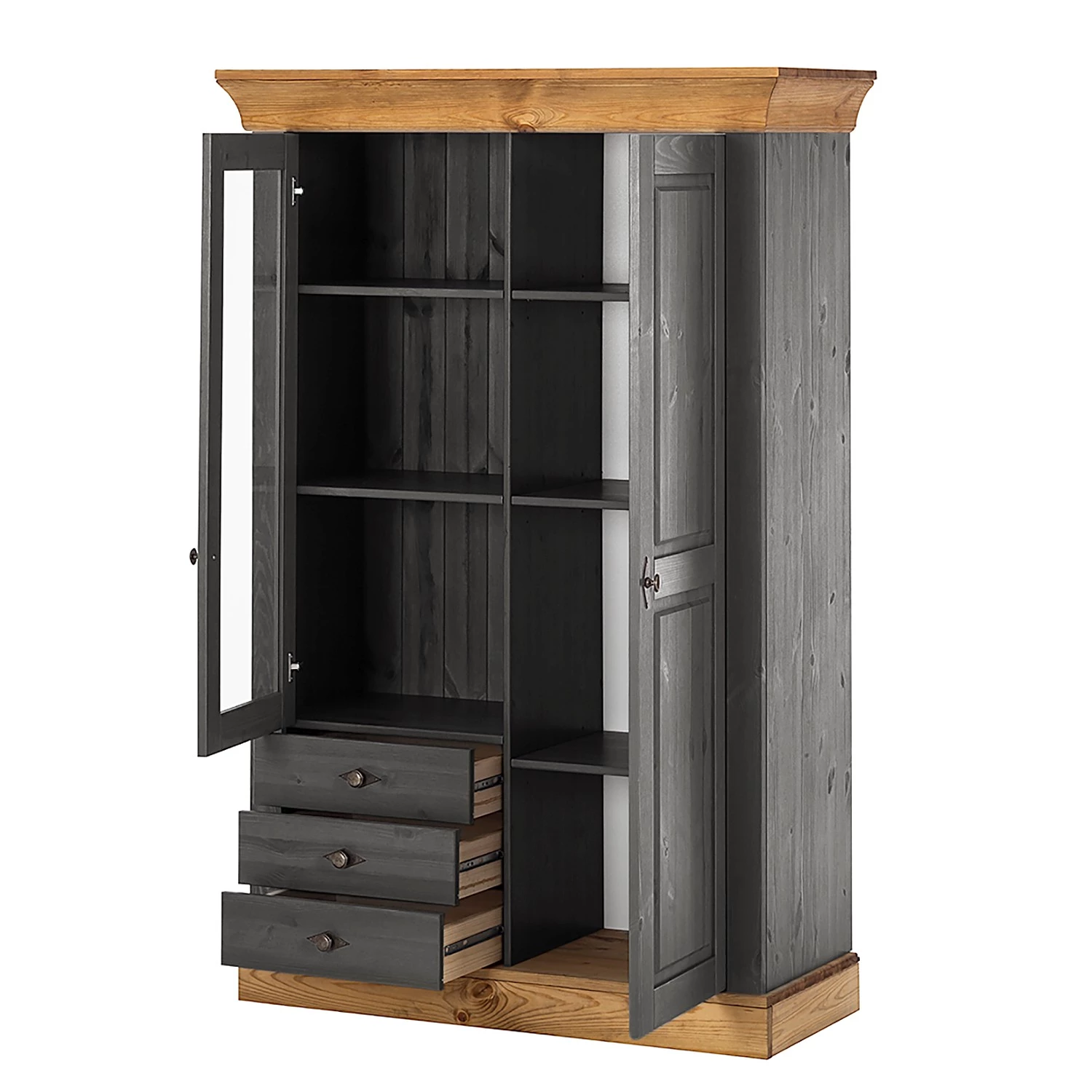 Maison Belfort Armoire vitrine Bergen - Epicéa gris / Epicéa lessivé – Image 3