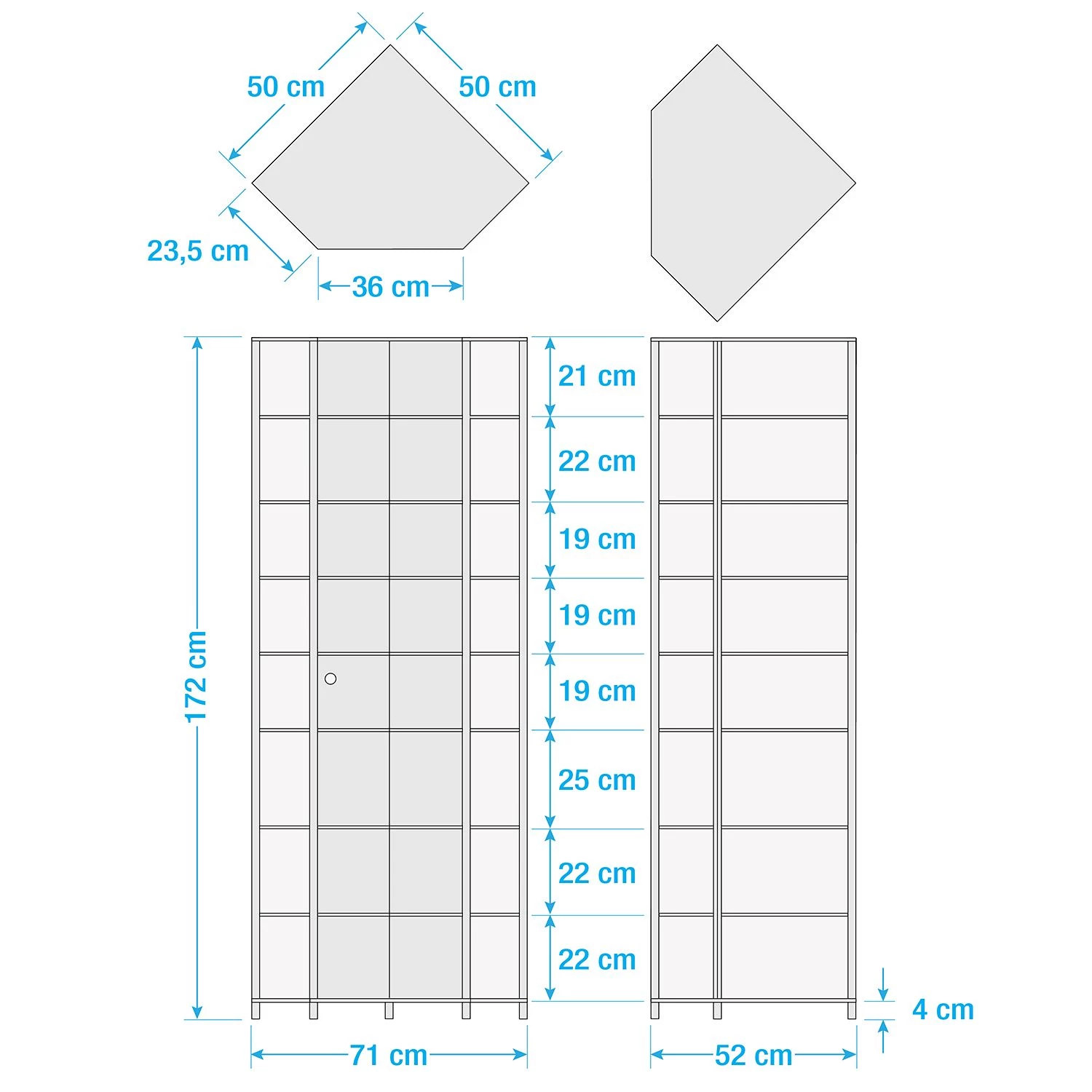 Fredriks Vitrine d'angle Amalia II - Éclairage inclus - Imitation frêne foncé - Imitation wengé – Image 4