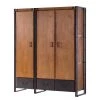 Ars manufacti Armoire Manchester II - Partiellement en acacia massif / Métal - Acacia / Anthracite - Largeur : 166 cm