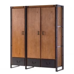 Ars manufacti Armoire Manchester II - Partiellement en acacia massif / Métal - Acacia / Anthracite - Largeur : 166 cm