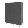 Mørteens Armoire Lindholm - Gris / Chêne rouge - Largeur : 154 cm