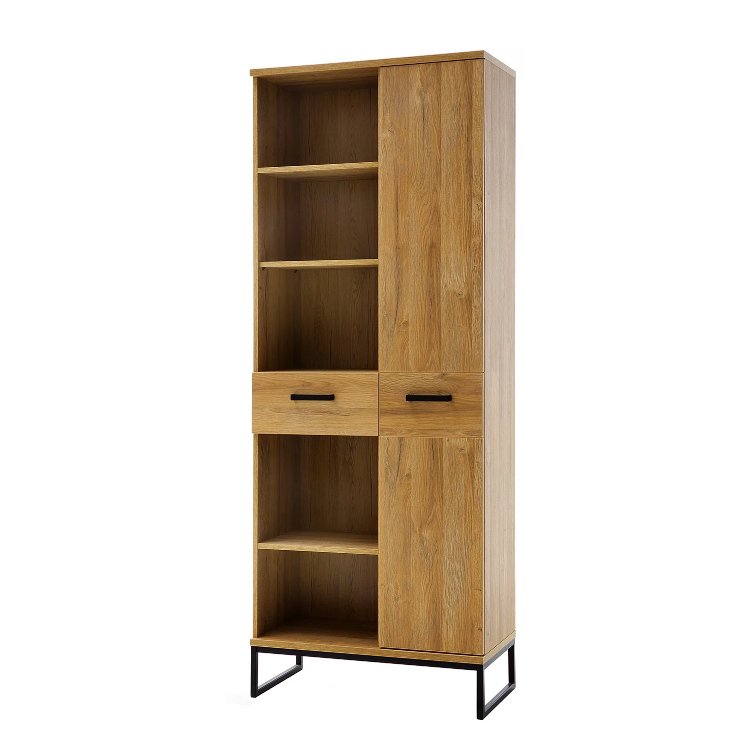 Red Living Armoire étagère Krokby - Imitation chêne Grandson / Noir