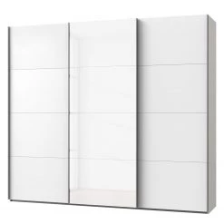Wimex Armoire portes coulissantes Easy Plus I - Blanc polaire / Verre blanc - Hauteur : 236 cm - Largeur : 313 cm