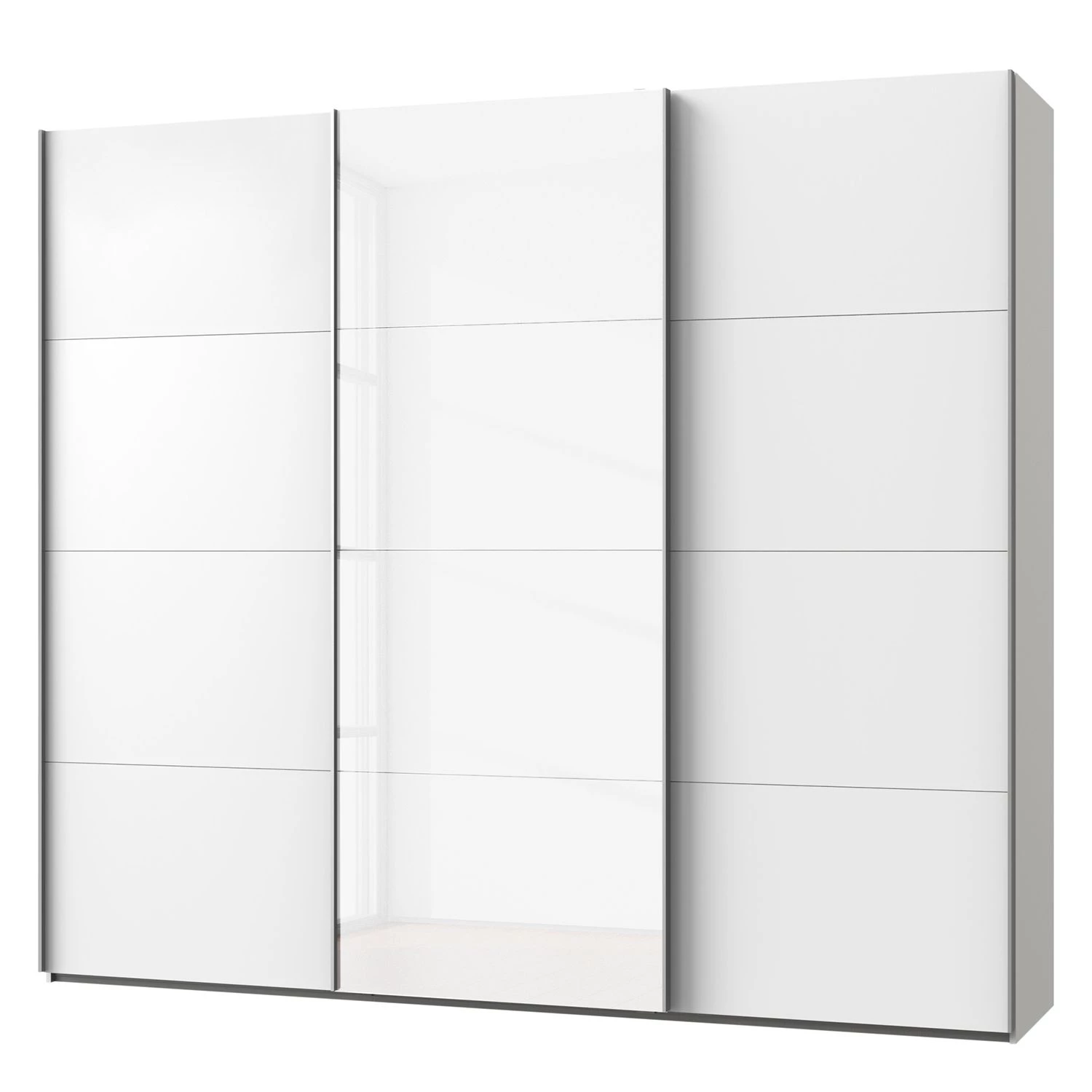 Wimex Armoire portes coulissantes Easy Plus I - Blanc polaire / Verre blanc - Hauteur : 236 cm - Largeur : 313 cm