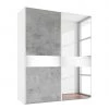 Wimex Armoire à portes coulissantes Weimar - Imitation béton / Verre blanc - Largeur : 135 cm