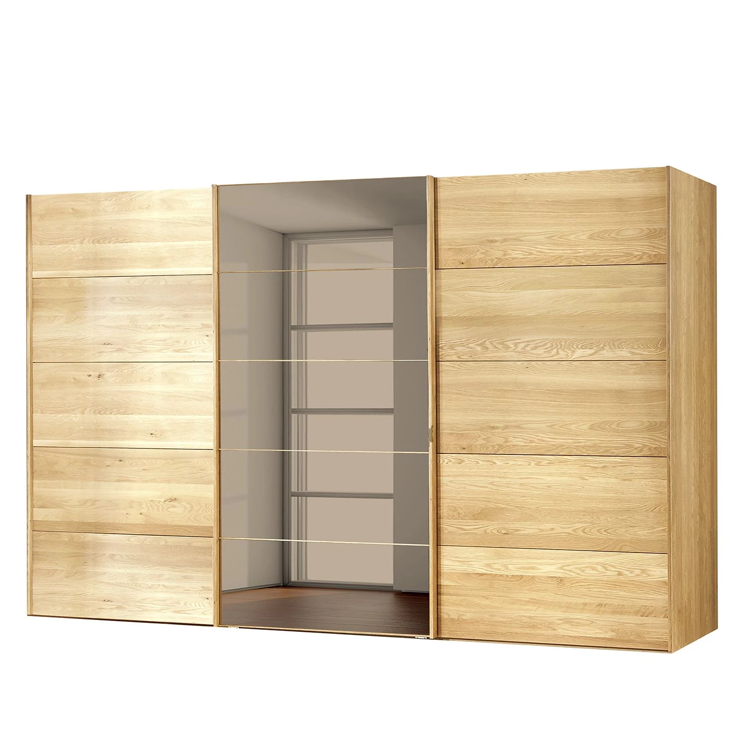 Wiemann Armoire à portes coulissantes Borkum - Partiellement en chêne massif - Hauteur : 217 cm - Largeur : 300 cm