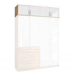 Rauch Blue Rehausse pour armoire Homburg - Blanc brillant / Imitation chêne de Sonoma clair - Largeur : 181 cm