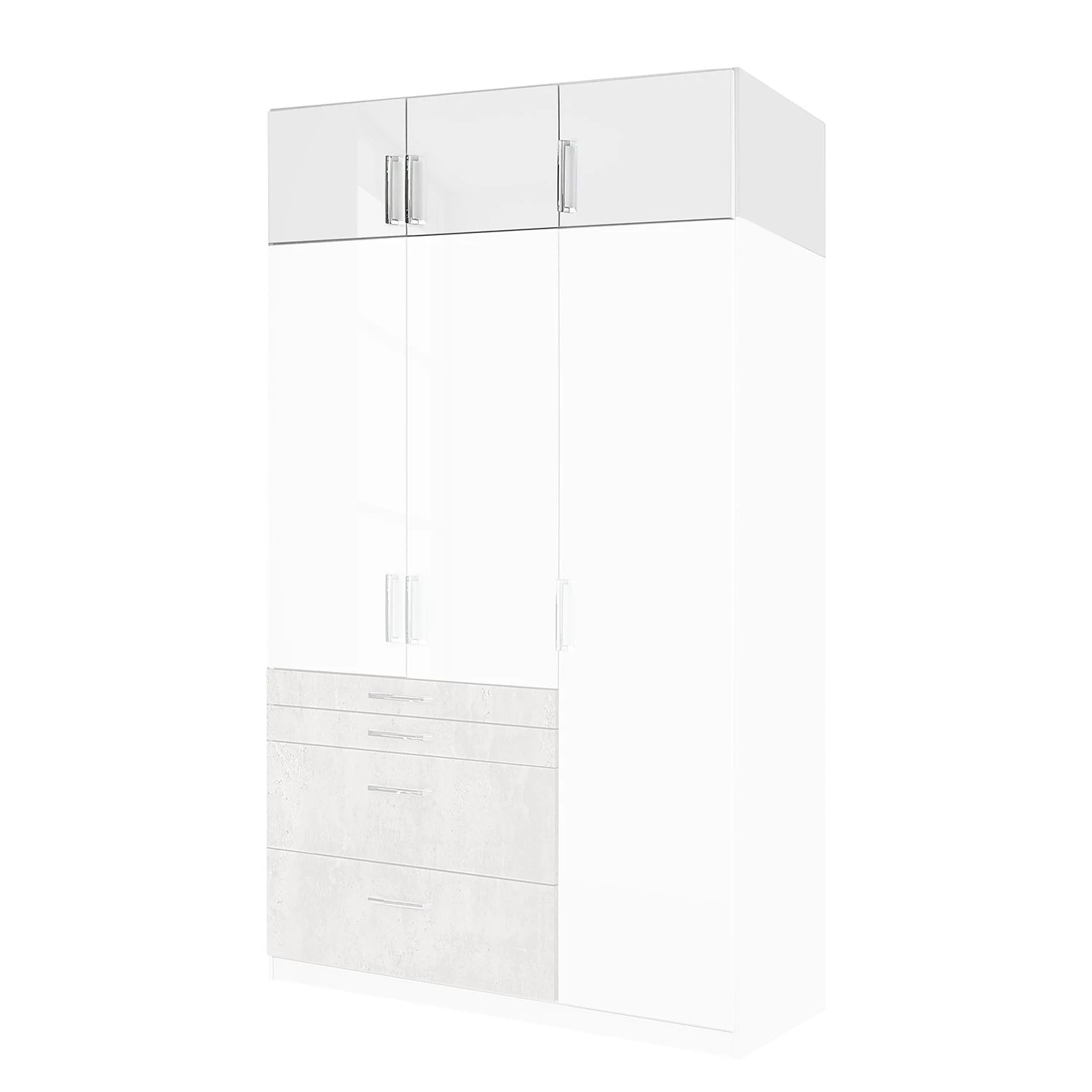 Rauch Blue Rehausse pour armoire Homburg - Blanc / Gris clair - Largeur : 136 cm