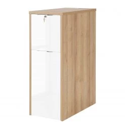 Maja Möbel Commode de bureau eDJUST II - Blanc brillant / Imitation chêne de Riviera