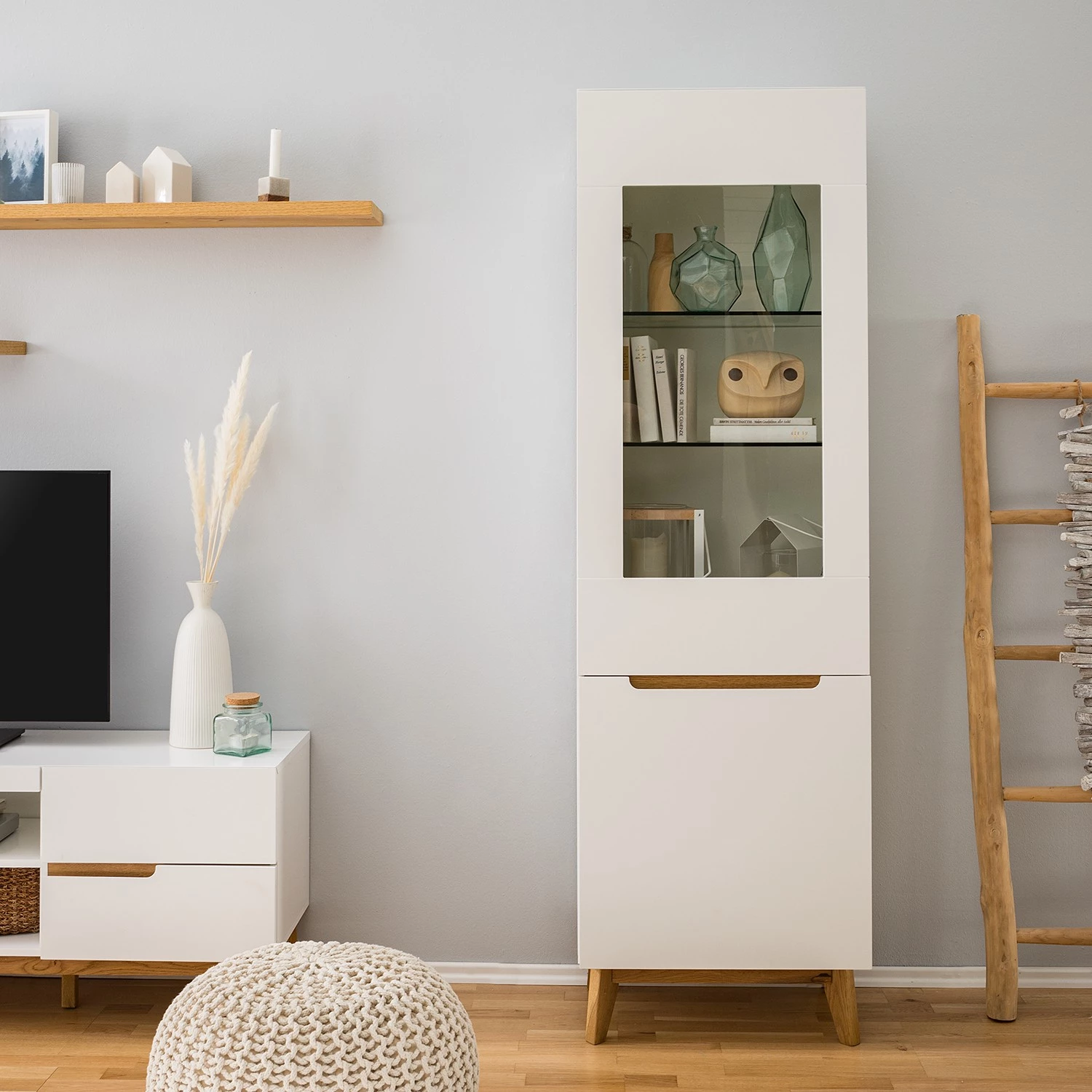 Mørteens Vitrine Tenabo - Blanc mat / Chêne à nœuds – Image 2