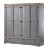 Maison Belfort Armoire Finca Rustica II - Pin massif - Pin gris - Largeur : 194 cm