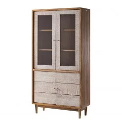 Ars manufacti Vitrine Buuda - Partiellement en acacia massif - Écru / Acacia