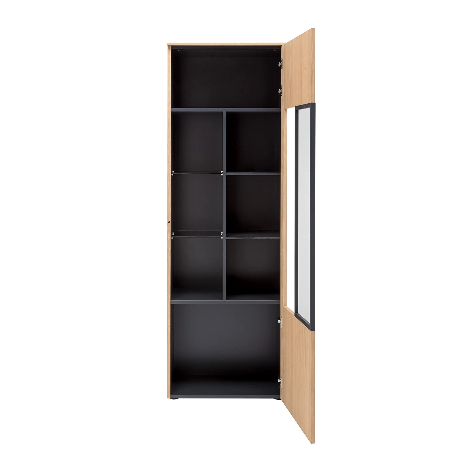 GWINNER Vitrine Style - Placage en bois véritable / Métal - Chêne / Anthracite – Image 5