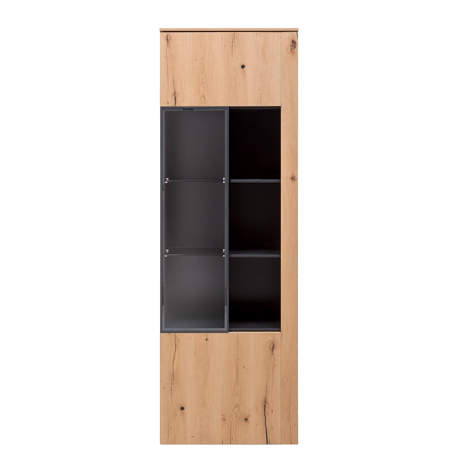 GWINNER Vitrine Style - Placage en bois véritable / Métal - Chêne / Anthracite – Image 6