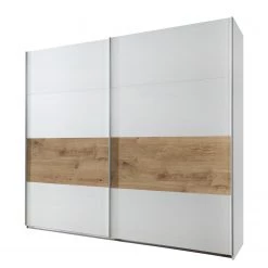 Wimex Armoire à portes coulissantes Bert - Blanc alpin / Imitation chêne parqueté - Largeur : 225 cm