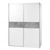 Loftscape Armoire portes coulissantes Niceville I - Blanc / Imitation béton