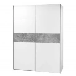 Loftscape Armoire portes coulissantes Niceville I - Blanc / Imitation béton