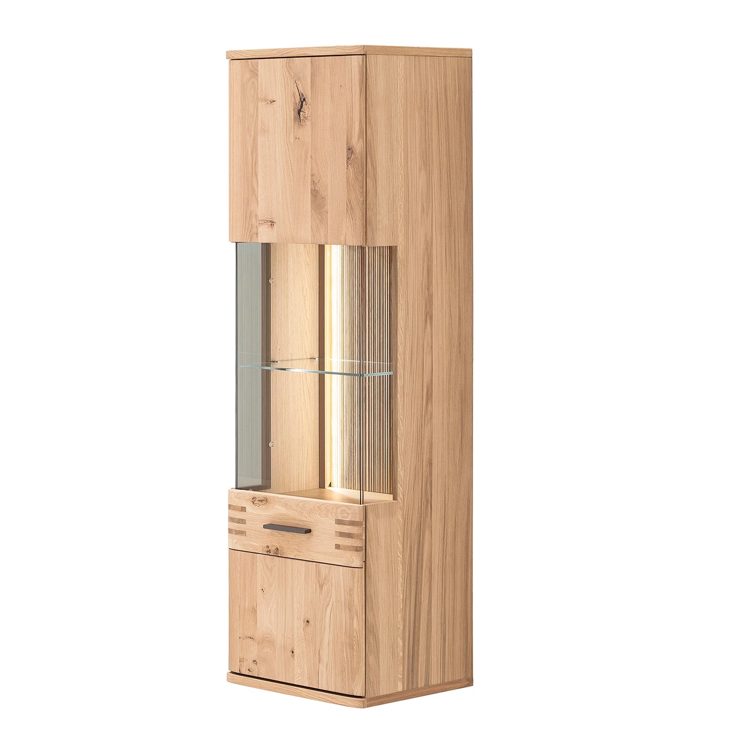 Loftscape Vitrine murale Salvo - Partiellement en chêne massif - Planches de chêne Bianco / Gris