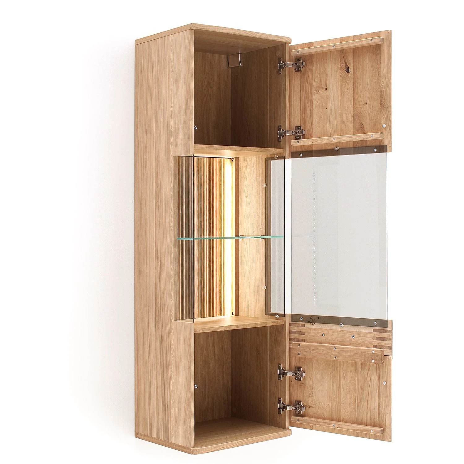 Loftscape Vitrine murale Salvo - Partiellement en chêne massif - Planches de chêne Bianco / Gris – Image 4