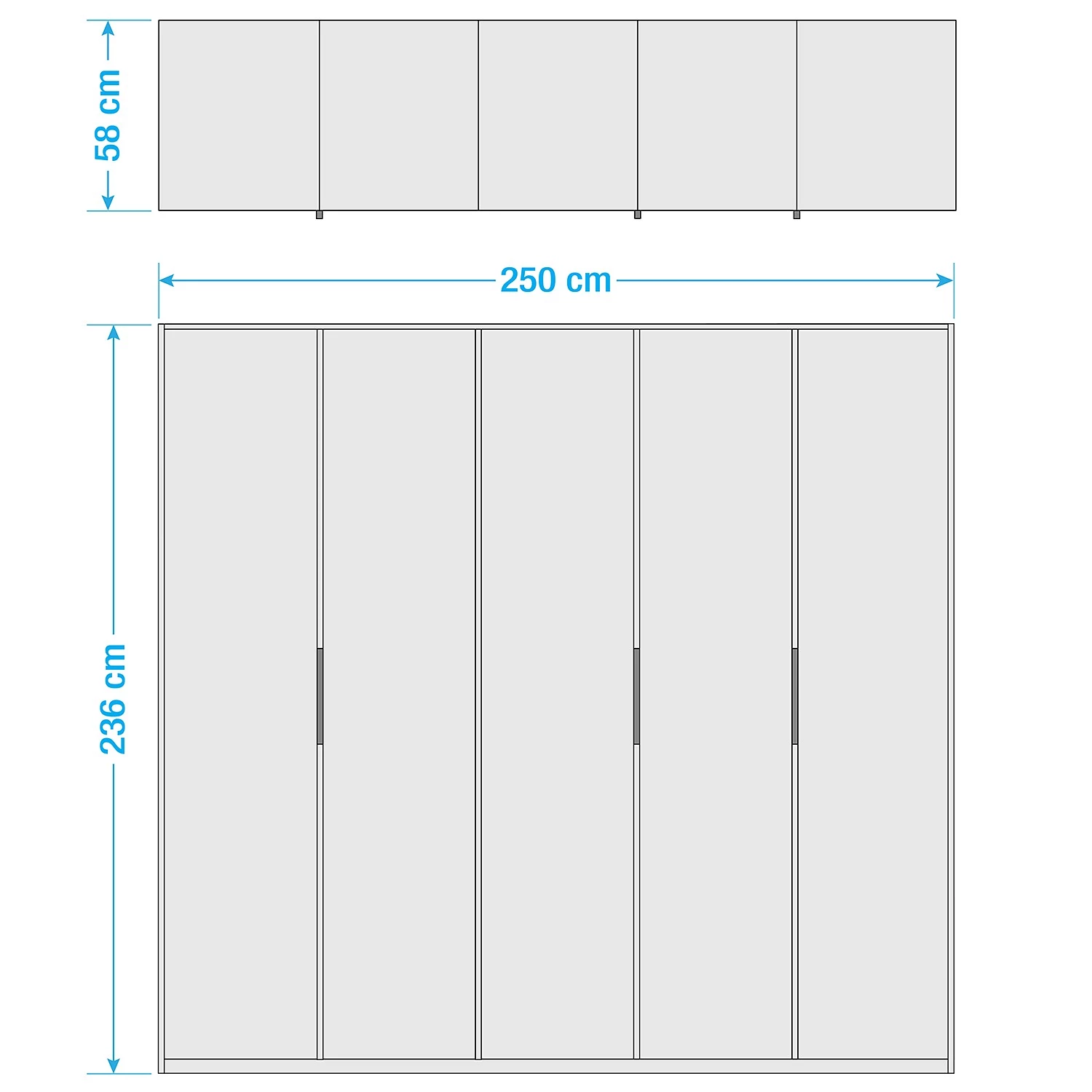 Fresh to go Armoire Level 36C - Noir brillant / Blanc - Hauteur : 236 cm - Largeur : 250 cm - Sans - Avec portes miroir – Image 5