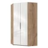 Fresh to go Armoire d’angle Level 36C - Imitation chêne / Blanc brillant - Hauteur : 236 cm