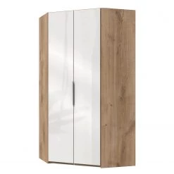 Fresh to go Armoire d’angle Level 36C - Imitation chêne / Blanc brillant - Hauteur : 236 cm