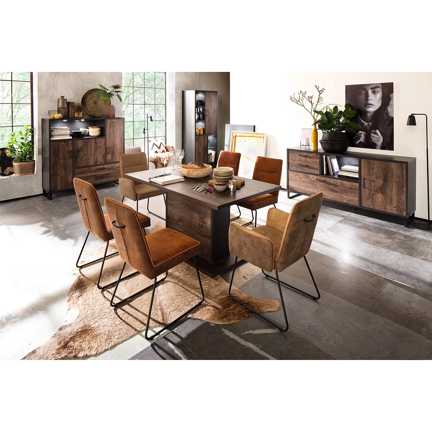 Red Living Armoire Hixson - Imitation chêne de tonneau / Noir – Image 3