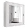 Mooved Armoire à portes coulissantes Sanday - Blanc - Largeur : 180 cm - Avec portes miroir