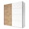 Mooved Armoire à portes coulissantes Scotter - Blanc / Imitation chêne Grandson - Largeur : 221 cm