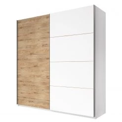 Mooved Armoire à portes coulissantes Scotter - Blanc / Imitation chêne Grandson - Largeur : 221 cm
