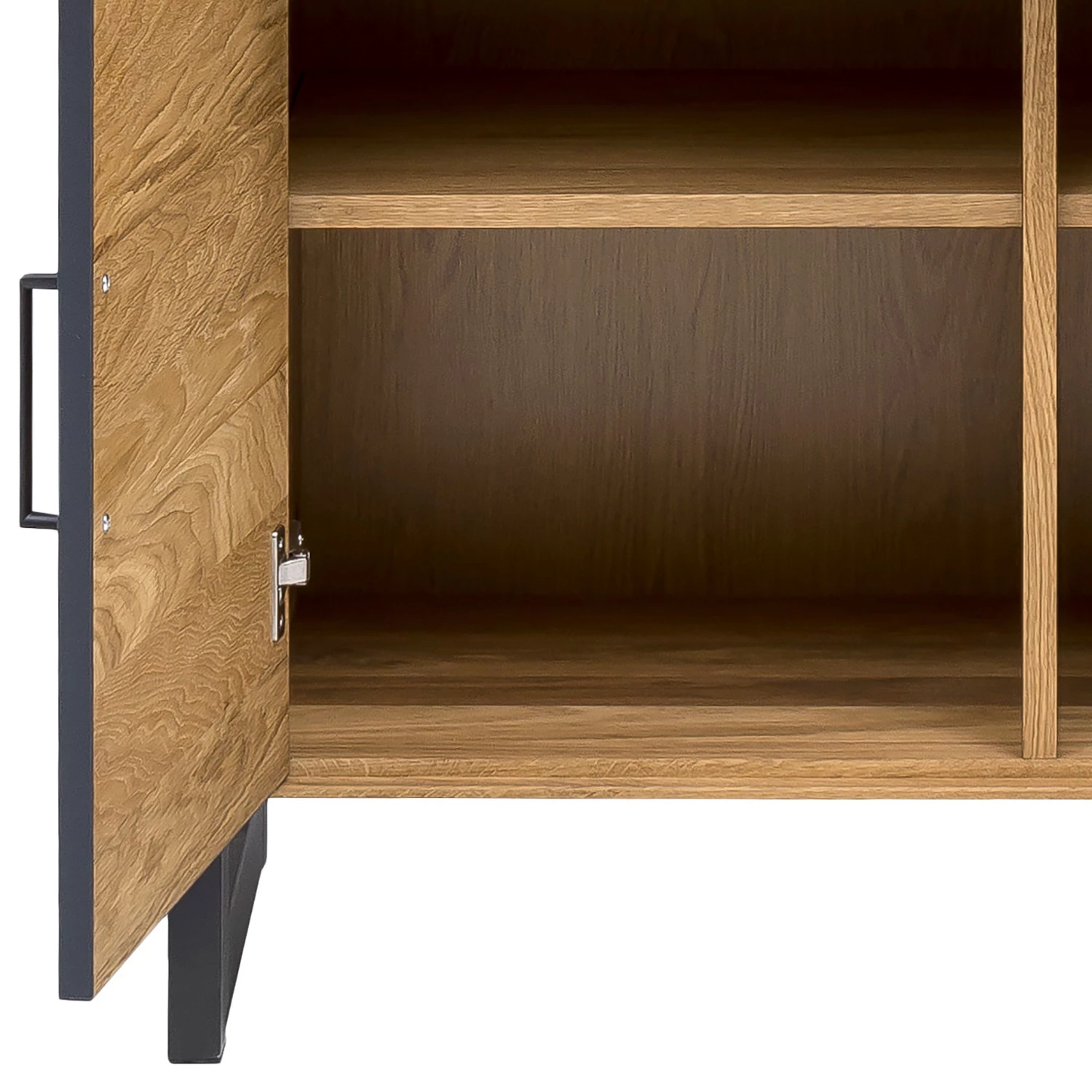 Naturoo Vitrine Ironwood - Placage en bois véritable / Métal - Chêne vieilli / Gris – Image 6