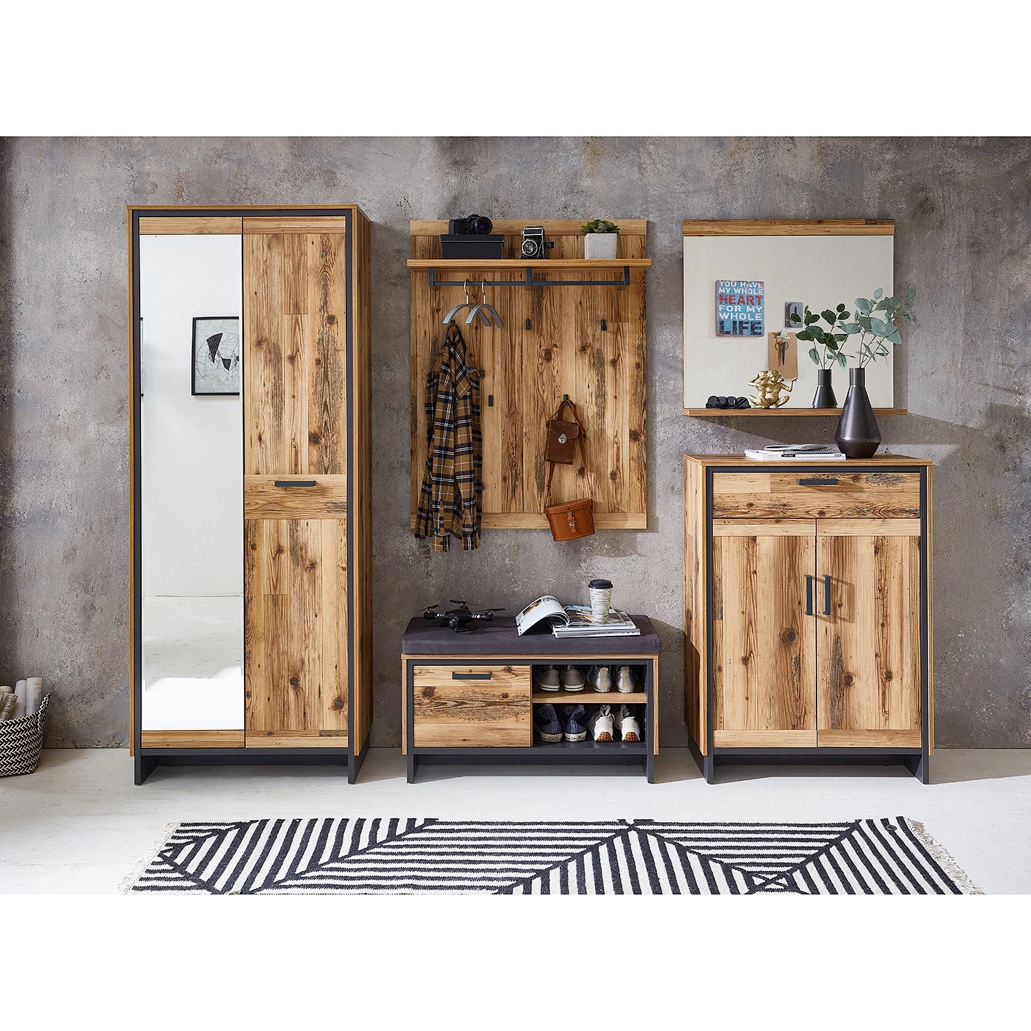 Ridgevalley Armoire Priay I - Imitation mélèze / Graphite – Image 4