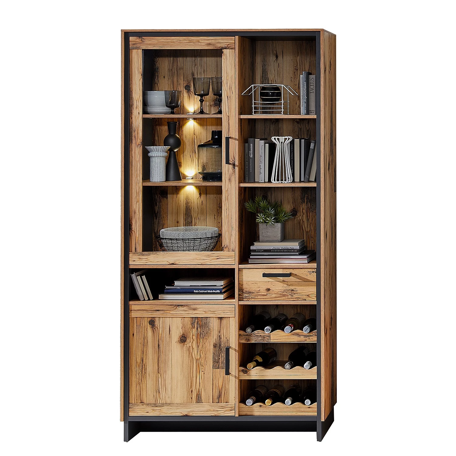 Ridgevalley Vitrine Priay I - Avec éclairage - Imitation mélèze / Graphite