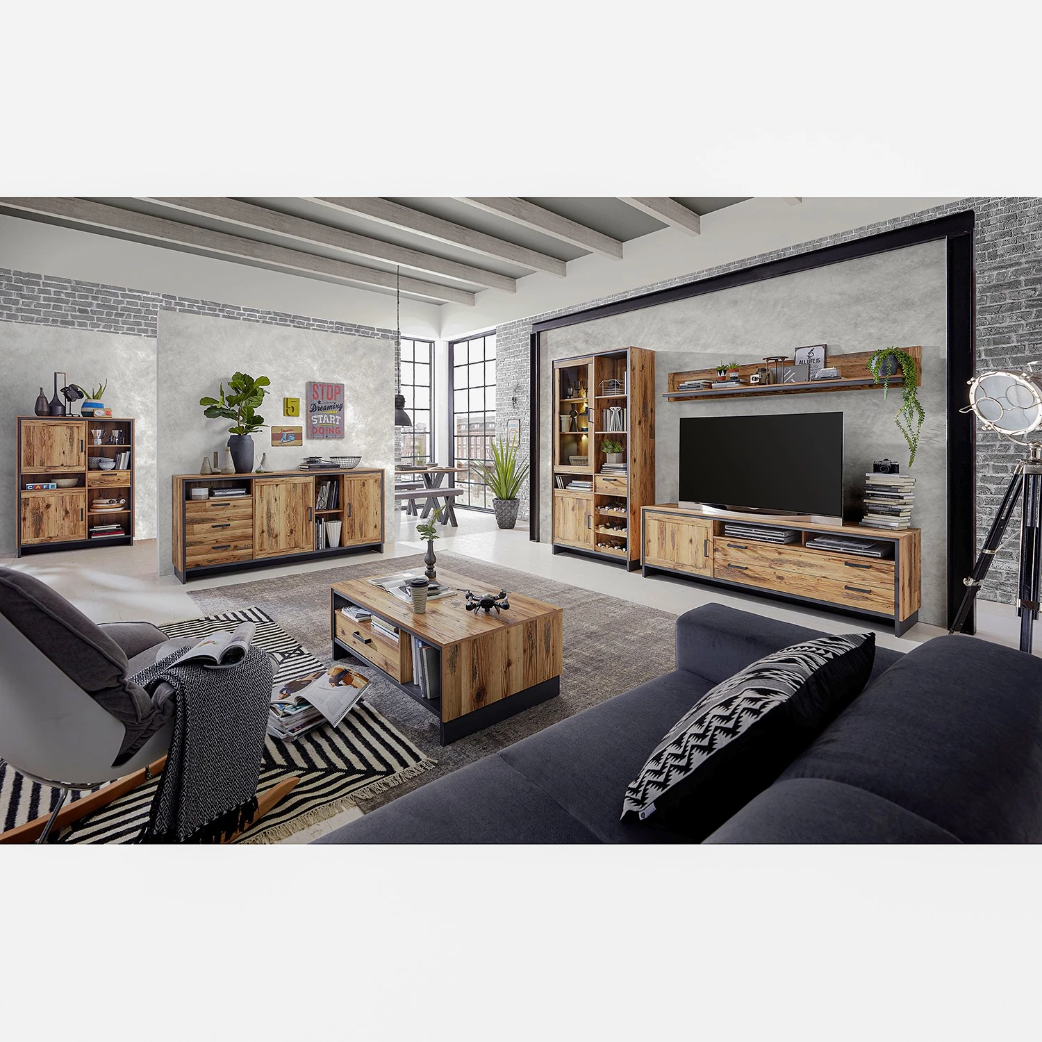 Ridgevalley Vitrine Priay I - Avec éclairage - Imitation mélèze / Graphite – Image 5