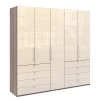 Wiemann Armoire à portes pliantes Loft IV - Imitation chêne truffier / Verre Magnolia - Hauteur : 236 cm - Largeur : 250 cm - Tiroir sur le bord