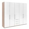 Wiemann Armoire à portes pliantes Loft VI - Imitation chêne brut de sciage / Blanc alpin - Hauteur : 216 cm