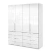 Wiemann Armoire à portes pliantes Loft II - Blanc alpin / Verre blanc - Hauteur : 236 cm - Largeur : 200 cm