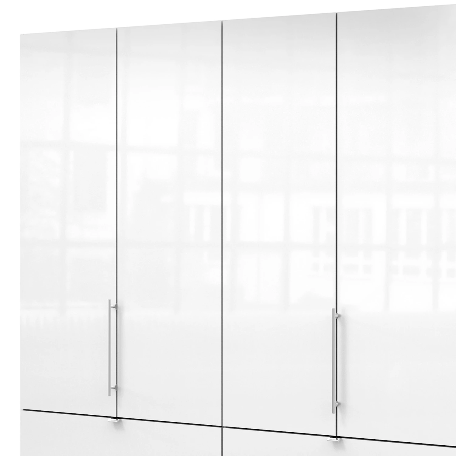 Wiemann Armoire à portes pliantes Loft II - Blanc alpin / Verre blanc - Hauteur : 236 cm - Largeur : 200 cm – Image 4