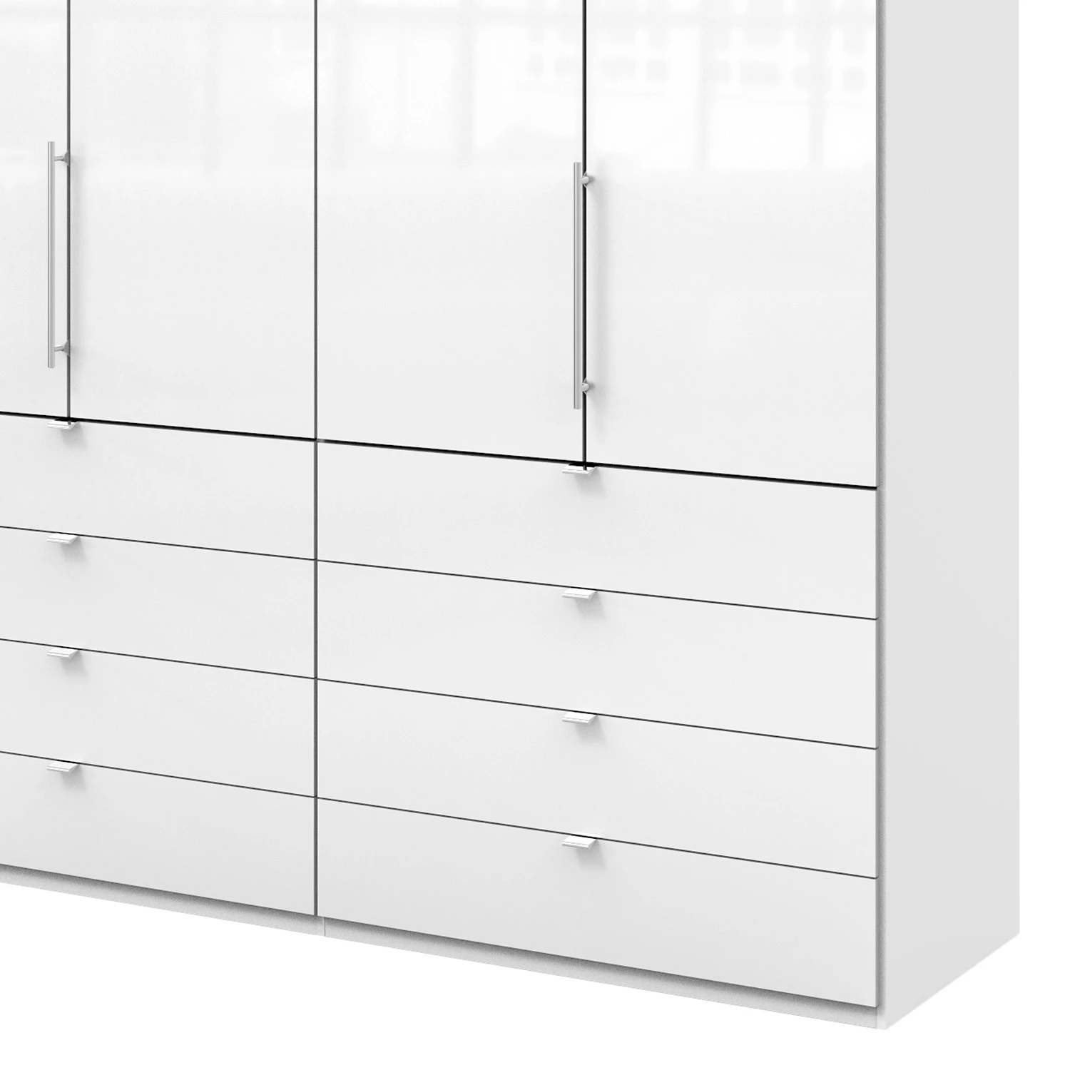 Wiemann Armoire à portes pliantes Loft II - Blanc alpin / Verre blanc - Hauteur : 236 cm - Largeur : 200 cm – Image 5