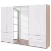 Wiemann Armoire à portes pliantes Loft V - Imitation chêne brut de sciage / Verre Blanc - Hauteur : 216 cm